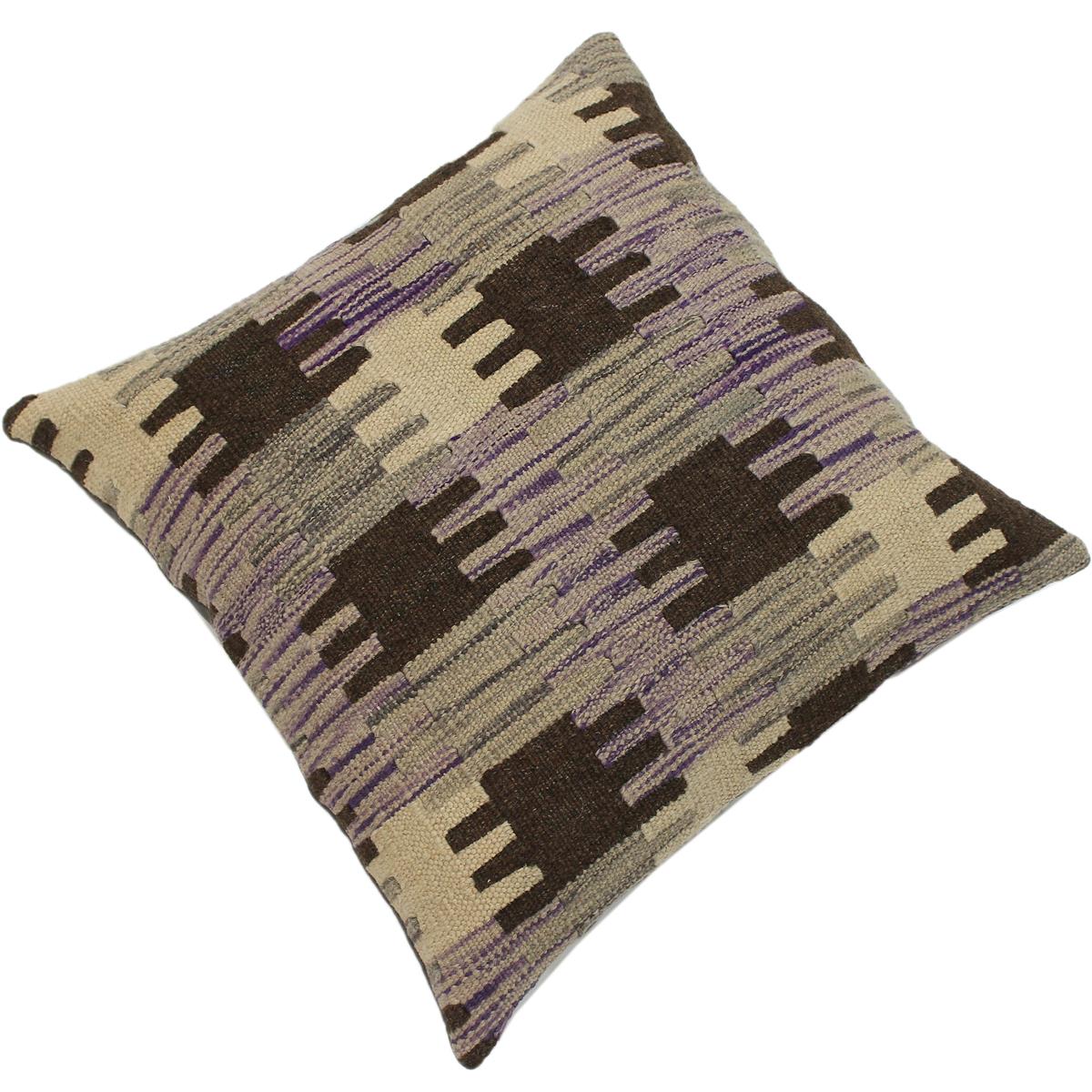 handmade Traditional Pillow Purple Gray Hand-made SQUARE 100% WOOL kilim throw pillow