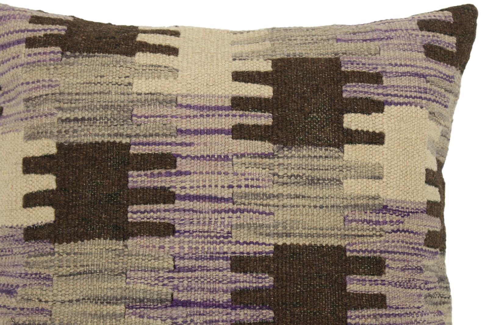 handmade Traditional Pillow Purple Gray Hand-made SQUARE 100% WOOL kilim throw pillow