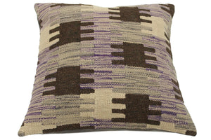 handmade Traditional Pillow Purple Gray Hand-made SQUARE 100% WOOL kilim throw pillow