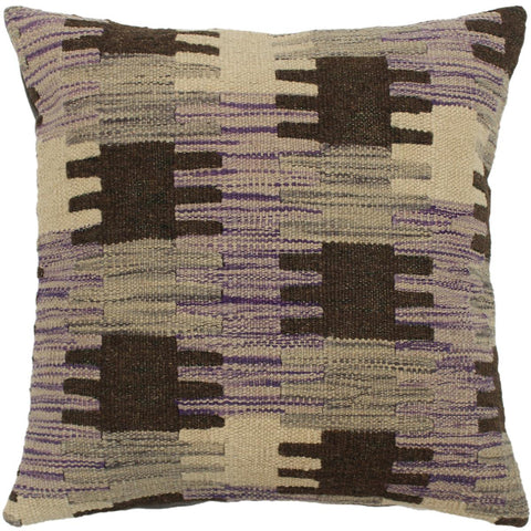 handmade Traditional Pillow Purple Gray Hand-made SQUARE 100% WOOL kilim throw pillow