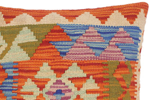 handmade Traditional Pillow Rust Blue Hand-Woven SQUARE 100% WOOL kilim throw pillow
