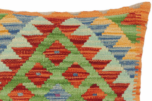 handmade Traditional Pillow Rust Blue Hand-Woven SQUARE 100% WOOL kilim throw pillow