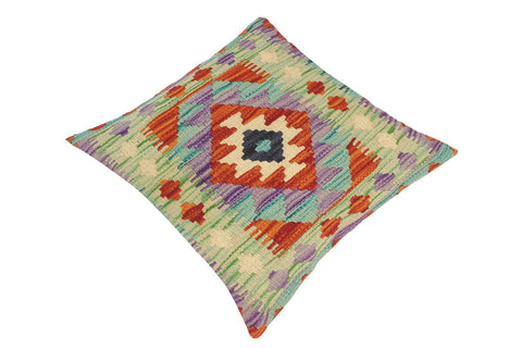 handmade Traditional Pillow Rust Green Hand-Woven SQUARE 100% WOOL kilim throw pillow