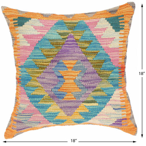 handmade Traditional Pillow Purple Blue Hand-Woven SQUARE 100% WOOL kilim throw pillow