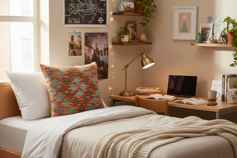 Geometric Turkish Timika Hand Woven Kilim Throw Pillow