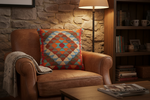 Shabby Chic Turkish Geoffrey Hand Woven Kilim Throw Pillow