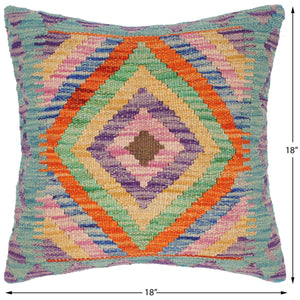 handmade Traditional Pillow Blue Yellow Hand-Woven SQUARE 100% WOOL kilim throw pillow