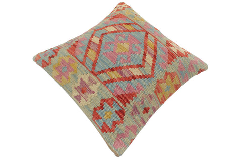handmade Tribal Turkish Antique Red Blue Hand-Woven SQUARE 100% WOOL pillow