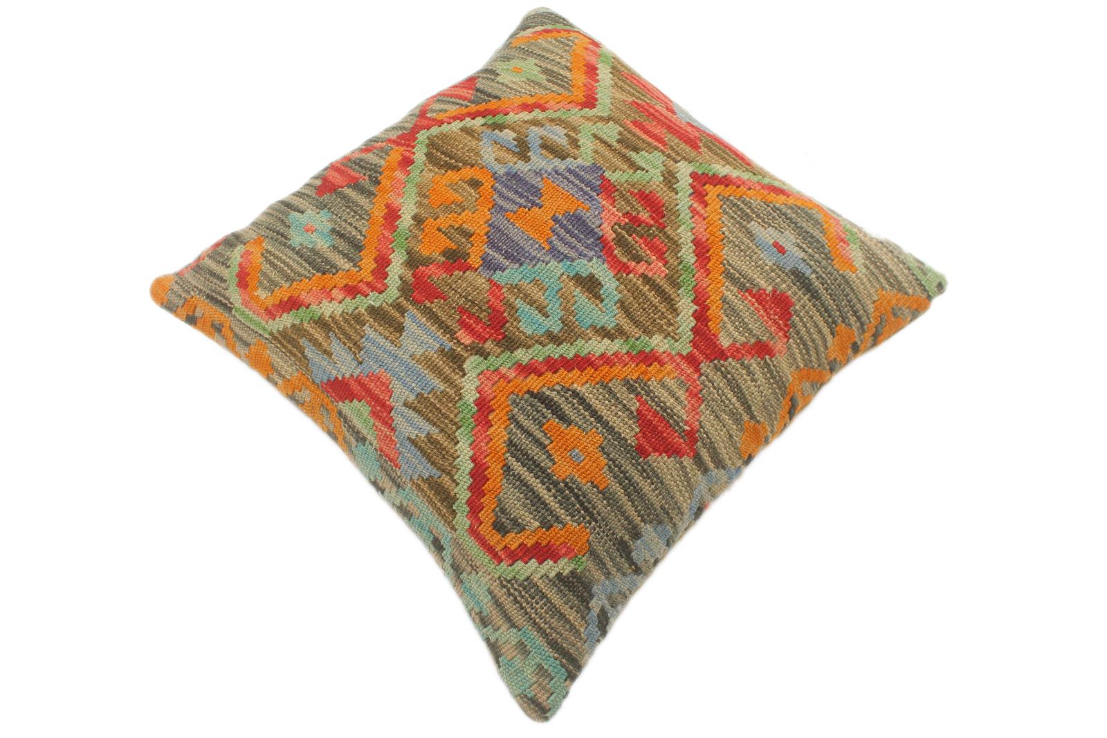 handmade Tribal Turkish Antique Charcoal Red Hand-Woven SQUARE 100% WOOL pillow