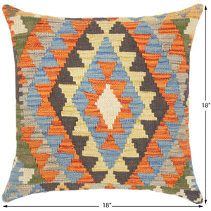 handmade Traditional Pillow Rust Blue Hand-Woven SQUARE 100% WOOL kilim throw pillow