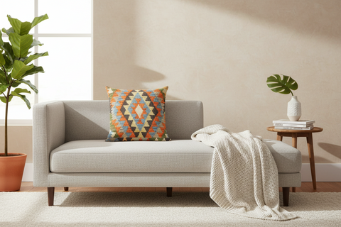 Shabby Chic Turkish Gregorio Hand Woven Kilim Throw Pillow