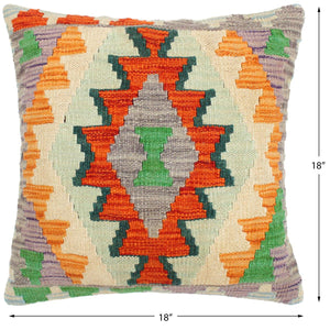 handmade Traditional Pillow Rust Blue Hand-Woven SQUARE 100% WOOL kilim throw pillow
