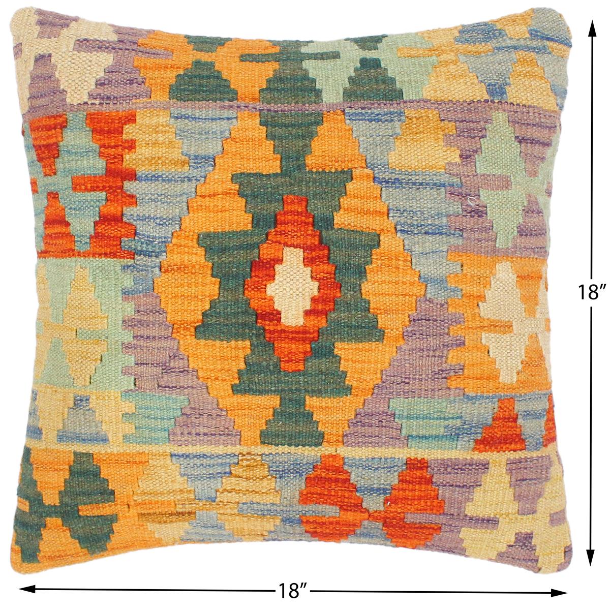 handmade Traditional Pillow Rust Teal Hand-Woven SQUARE 100% WOOL area rug