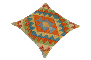 handmade Traditional Pillow Rust Blue Hand-Woven SQUARE 100% WOOL kilim throw pillow