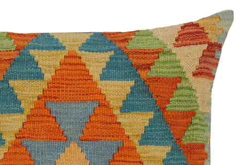 handmade Traditional Pillow Rust Blue Hand-Woven SQUARE 100% WOOL kilim throw pillow
