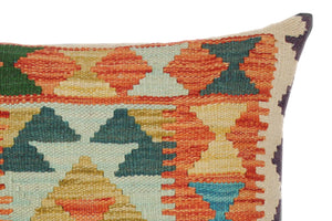 handmade Traditional Pillow Rust Blue Hand-Woven SQUARE 100% WOOL kilim throw pillow