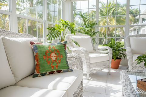 Rustic Turkish Sarita Hand Woven Kilim Throw Pillow