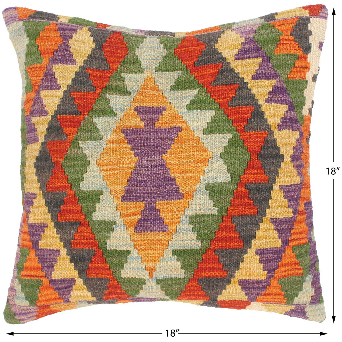 handmade Traditional Pillow Rust Gold Hand-Woven SQUARE 100% WOOL kilim throw pillow