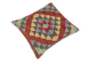 handmade Traditional Pillow Rust Blue Hand-Woven SQUARE 100% WOOL kilim throw pillow