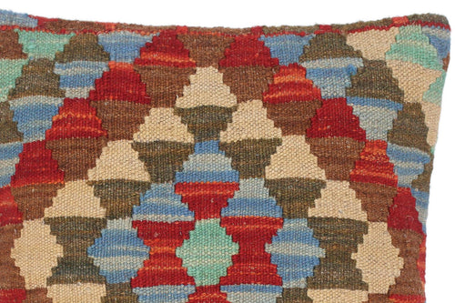handmade Traditional Pillow Rust Blue Hand-Woven SQUARE 100% WOOL kilim throw pillow