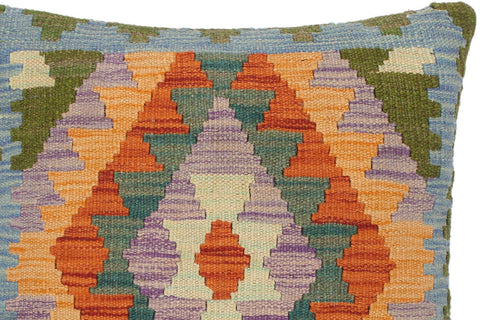 handmade Traditional Pillow Rust Blue Hand-Woven SQUARE 100% WOOL kilim throw pillow