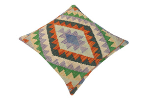 handmade Traditional Pillow Blue Rust Hand-Woven SQUARE 100% WOOL kilim throw pillow
