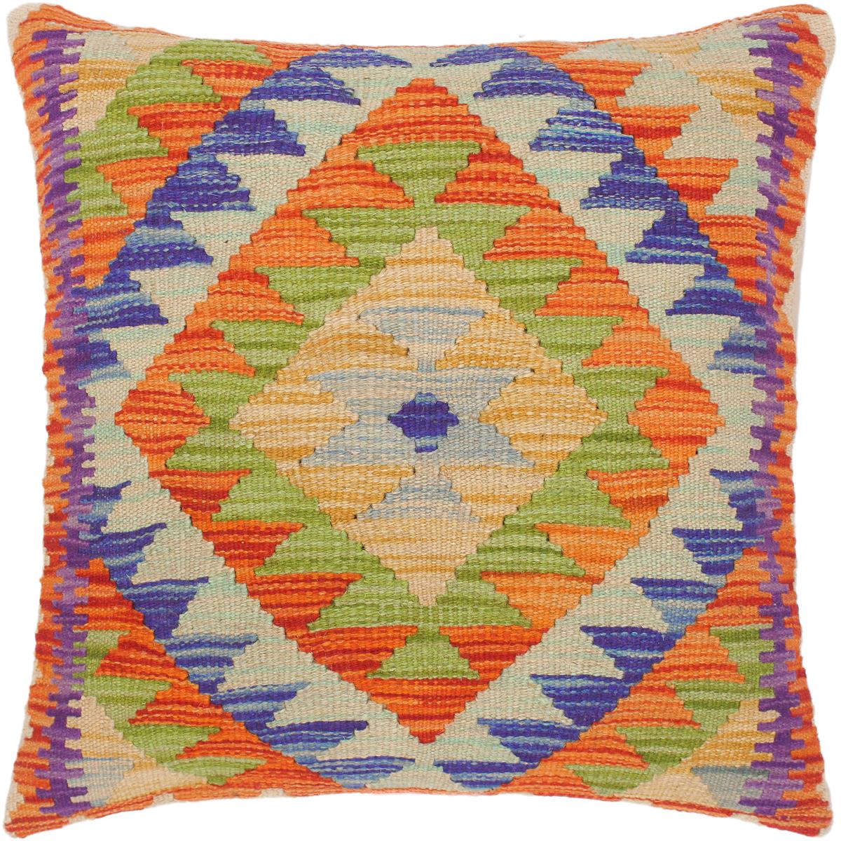 19x20 hand woven kilim throw pillow in rust, blue and green - Boho Chic Turkish Stella