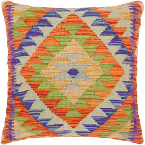 19x20 hand woven kilim throw pillow in rust, blue and green - Boho Chic Turkish Stella