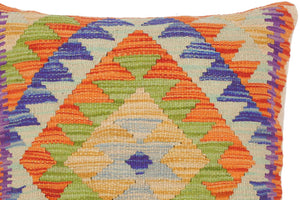 handmade Traditional Pillow Rust Blue Hand-Woven SQUARE 100% WOOL kilim throw pillow