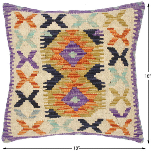 handmade Traditional Pillow Rust Beige Hand-Woven SQUARE 100% WOOL kilim throw pillow