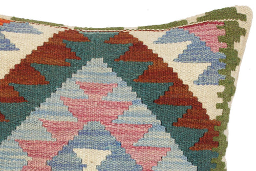 handmade Traditional Pillow Blue Green Hand-Woven SQUARE 100% WOOL kilim throw pillow