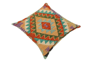 handmade Traditional Pillow Rust Blue Hand-Woven SQUARE 100% WOOL kilim throw pillow