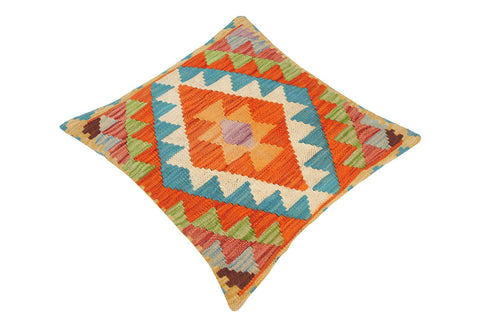 handmade Traditional Pillow Rust Teal Hand-Woven SQUARE 100% WOOL kilim throw pillow