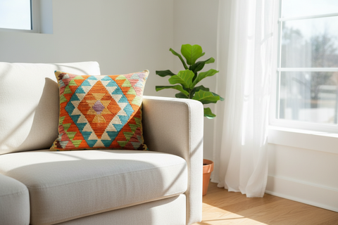 Bohemian Turkish Inez Hand Woven Kilim Throw Pillow