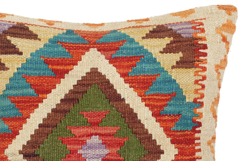 handmade Traditional Pillow Rust Teal Hand-Woven SQUARE 100% WOOL kilim throw pillow