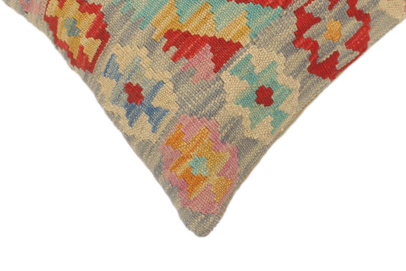 handmade Tribal Turkish Antique Blue Red Hand-Woven SQUARE 100% WOOL pillow