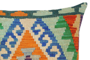 handmade Traditional Pillow Blue Rust Hand-Woven SQUARE 100% WOOL kilim throw pillow
