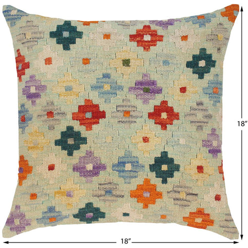 handmade Traditional Pillow Blue Rust Hand-Woven SQUARE 100% WOOL kilim throw pillow
