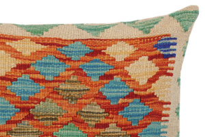 handmade Traditional Pillow Rust Beige Hand-Woven SQUARE 100% WOOL kilim throw pillow