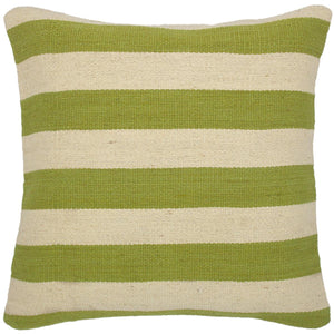18x18 hand woven kilim throw pillow in beige and green - Southwestern Turkish Amber
