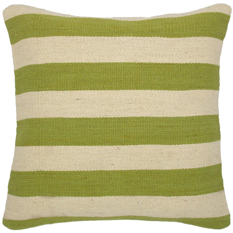 handmade Modern Pillow Beige Green Hand-Woven SQUARE 100% WOOL kilim throw pillow