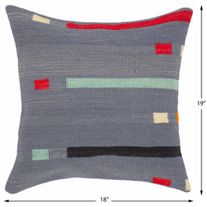 handmade Modern Pillow Blue Red Hand-Woven SQUARE 100% WOOL kilim throw pillow