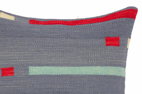 handmade Modern Pillow Blue Red Hand-Woven SQUARE 100% WOOL kilim throw pillow