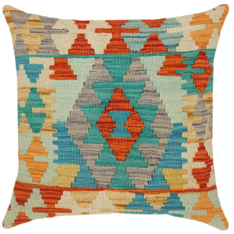 handmade Traditional Pillow Rust Blue Hand-Woven SQUARE 100% WOOL area rug