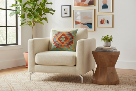Shabby Chic Turkish Elane Hand Woven Kilim Throw Pillow