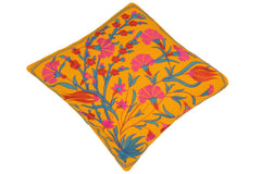 handmade Traditional Pillow Orange Pink  SQUARE Velvet throw pillow