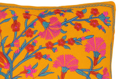 handmade Traditional Pillow Orange Pink  SQUARE Velvet throw pillow