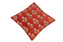 handmade Traditional Pillow Red Green  SQUARE Velvet throw pillow