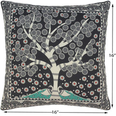 handmade Traditional Pillow Black Beige  SQUARE handmade Silk Throw Pillow