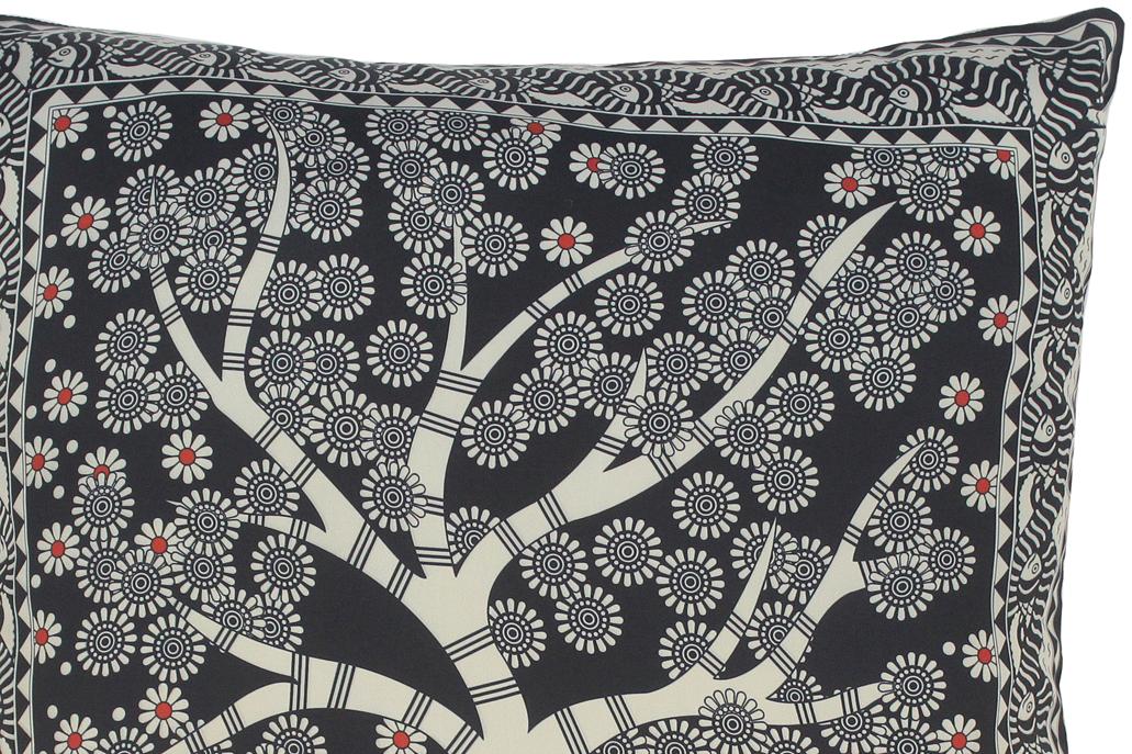 handmade Traditional Pillow Black Beige  SQUARE handmade Silk Throw Pillow